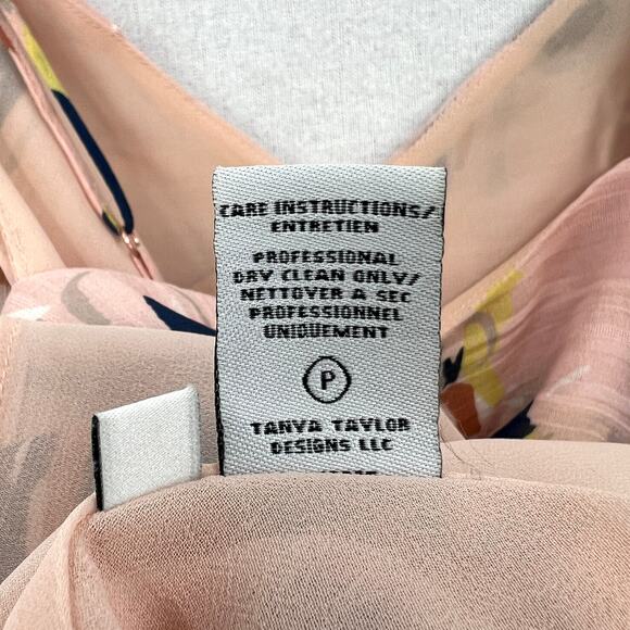 TANYA TAYLOR Chiara Silk Cold Shoulder Top Womens 4 Pink Abstract Floral Ruffle - Picture 14 of 16